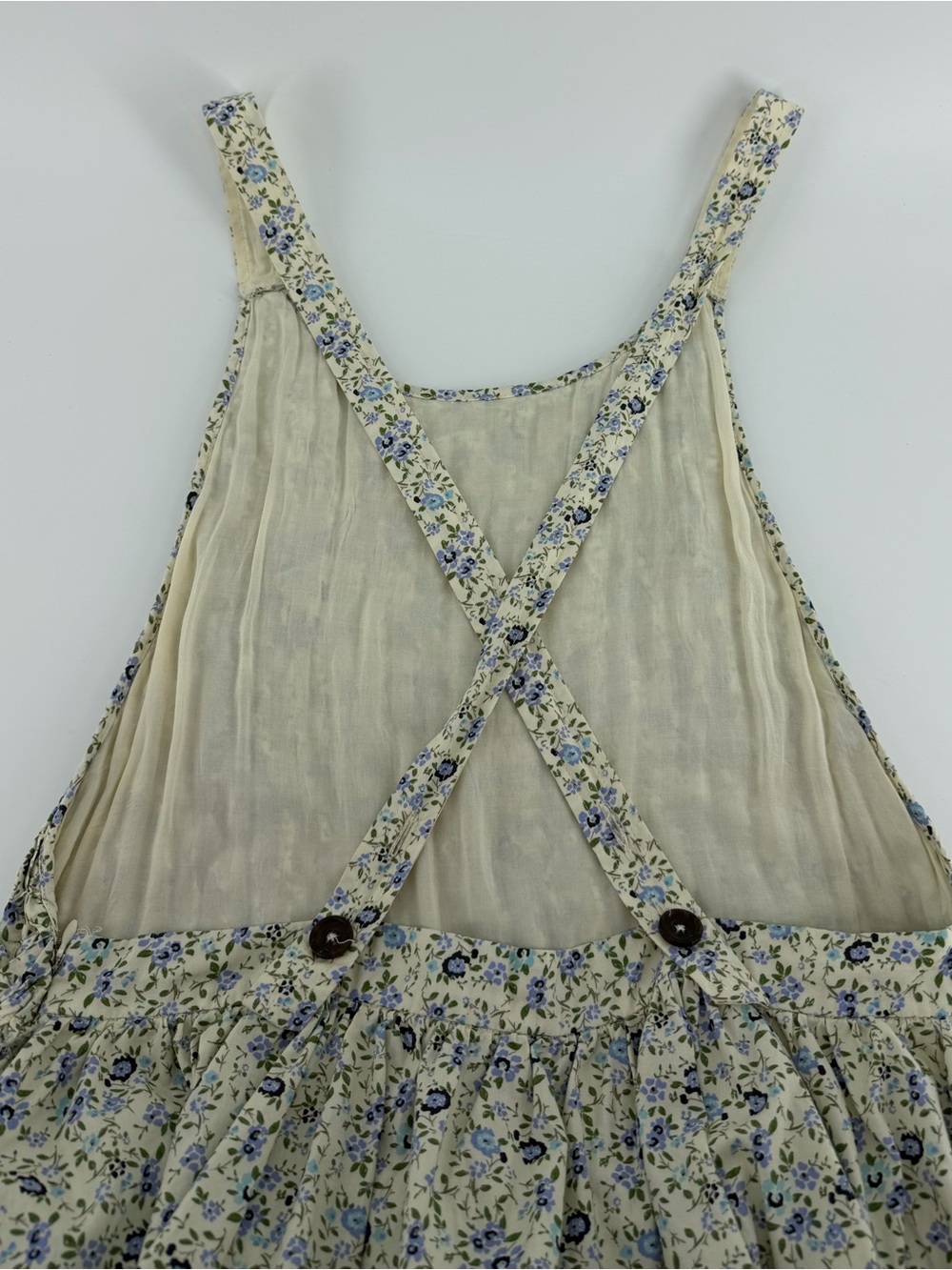 NWT Free People Petunia Mini Dress, Cream Blue Floral, Women's Medium - Picture 10 of 16